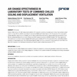 Air Change Effectiveness in Lab Tests of Combined Chilled Ceiling and Displacement Ventilation