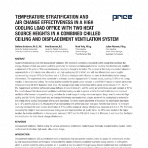 Temperature Stratification and Air Change Effectiveness in a High Cooling Load Office with Two Heat Source Heights in a Combined Chilled Ceiling and Displacement Ventilation System