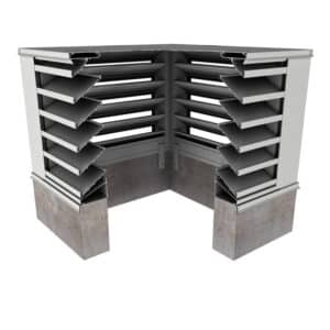 35° Blade Box Corner Penthouse Drainable Louver