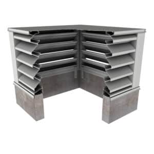 43° J-Blade Box Corner Penthouse Drainable Louver
